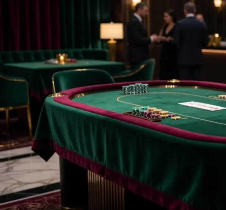 Ekskluzywny stół pokerowy przygotowany na elegancki event