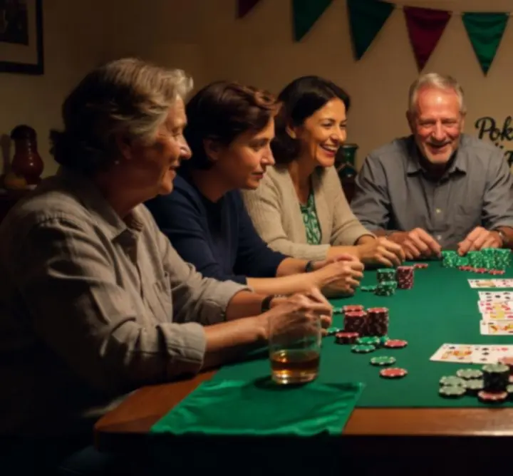 Pokerowy stół rozrywkowy przygotowany na prywatne przyjęcie urodzinowe