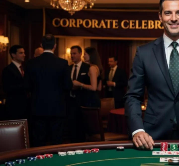Profesjonalny krupier prowadzący rozgrywkę pokerową podczas eleganckiego eventu